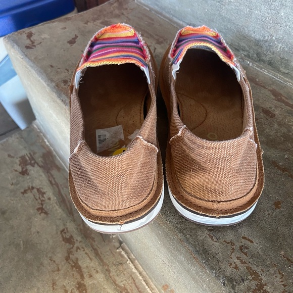 Lamo Women's Brown Slip-On Loafers with Multicolor Striped Upper - Picture 6 of 8